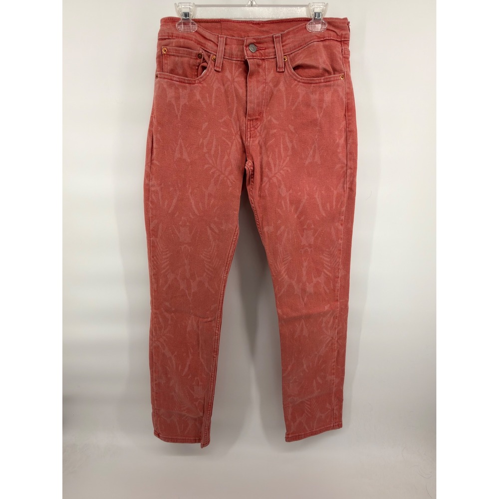 Levi's 511 Slim Jeans Mens 31x32‎ Coral Pink Salmon Tropical Palm Leaf Pattern